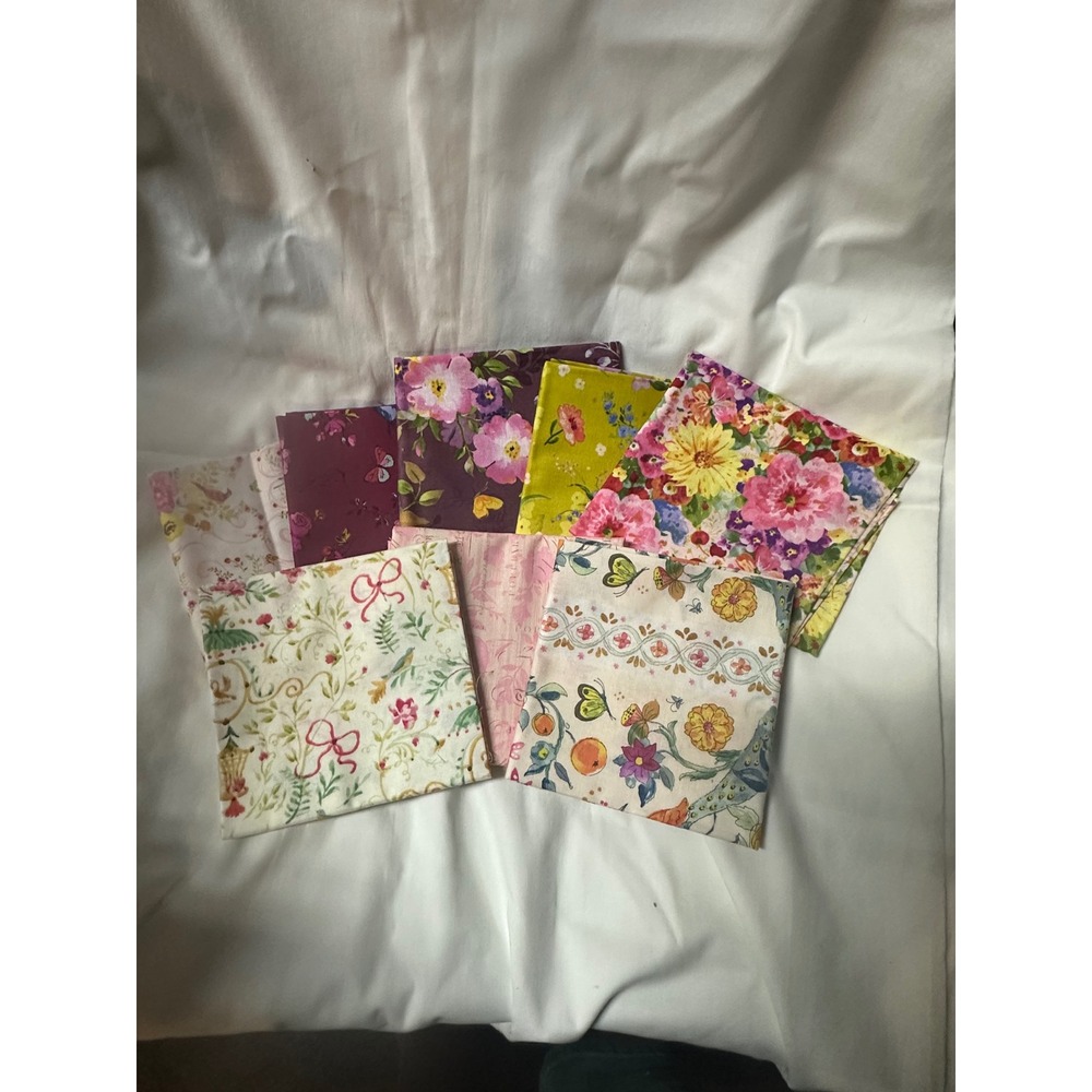 8 Piece Free Spirit Laurelwood Cotton Fat Quarter Fabric Bundle 21x22 Quiltg Lot